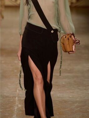 Black High-Slit Maxi Skirt - Designer Style